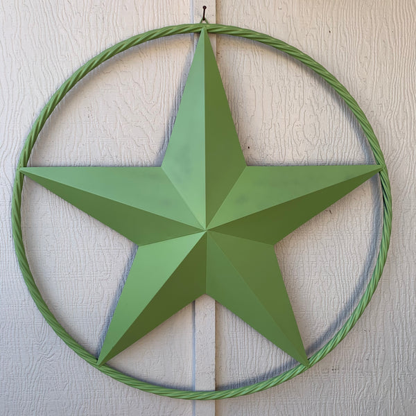 APPLE GREEN BARN STAR METAL LONESTAR TWISTED ROPE RING WESTERN HOME DECOR HANDMADE #EH10836