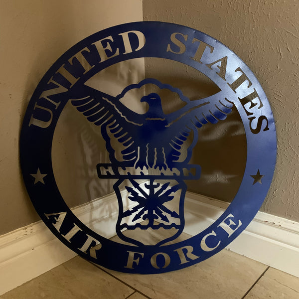 24" US AIR FORCE LASERCUT BLUE MILITARY METAL WALL ART AIRFORCE WESTERN HOME DECOR NEW