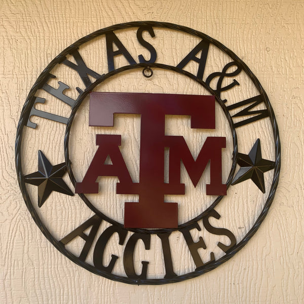 TEXAS A&M WITH STARS CUSTOM METAL VINTAGE CRAFT SIGN WALL ART TEAM SIGN HANDMADE