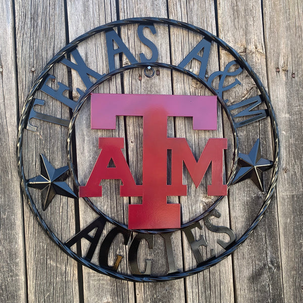 TEXAS A&M WITH STARS CUSTOM METAL VINTAGE CRAFT SIGN WALL ART TEAM SIGN HANDMADE