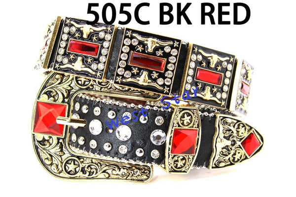 WS _ 505C BK RED BELT GENUINE LEATHER WESTERN BELTS FASHION NEW STYLE