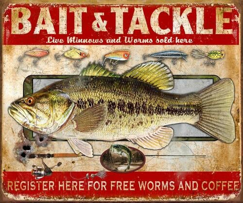 BAIT & TACKLE TIN SIGN METAL ART WESTERN HOME DECOR CRAFT