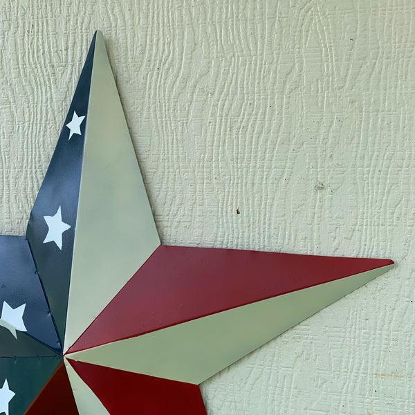 12",16",24",30",36" USA AMERICAN FLAG STAR STYLE #1 RED WHITE & BLUE METAL BARN STAR WALL ART HANDMADE STYLE# 1