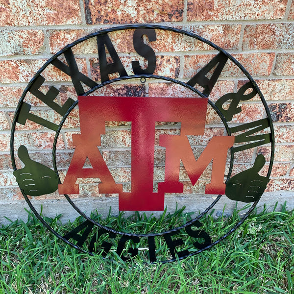GIGEM AGGIES METAL CUSTOM VINTAGE CRAFT TEAM SIGN HANDMADE