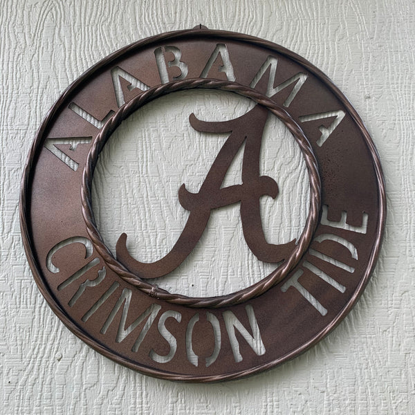 ALABAMA CRIMSON TIDE WIDE BAND RING CUSTOM METAL VINTAGE CRAFT TEAM SIGN HANDMADE