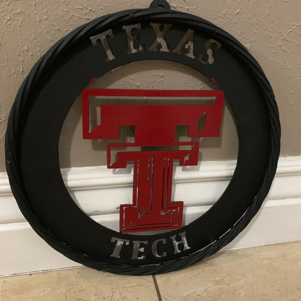 12", 18", 24", 32" TEXAS TECH WIDE BAND RING RED & BLACK CUSTOM METAL VINTAGE CRAFT TEAM SIGN