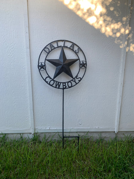 24" STAR & 34" STAKE DALLAS COWBOYS DECOR METAL ART WESTERN HOME WALL DECOR ALL RUSTIC BLACK STAR WITH 34" STAKE