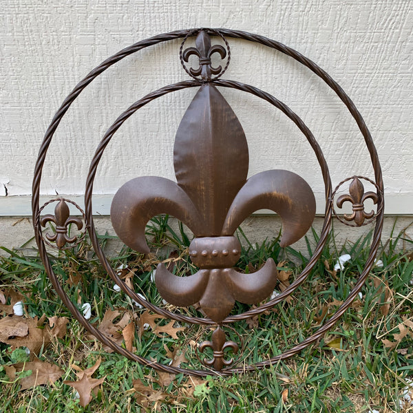 MULTI FLEUR DE LIS METAL WALL ART WESTERN HOME DECOR VINTAGE RUSTIC BROWN ART NEW