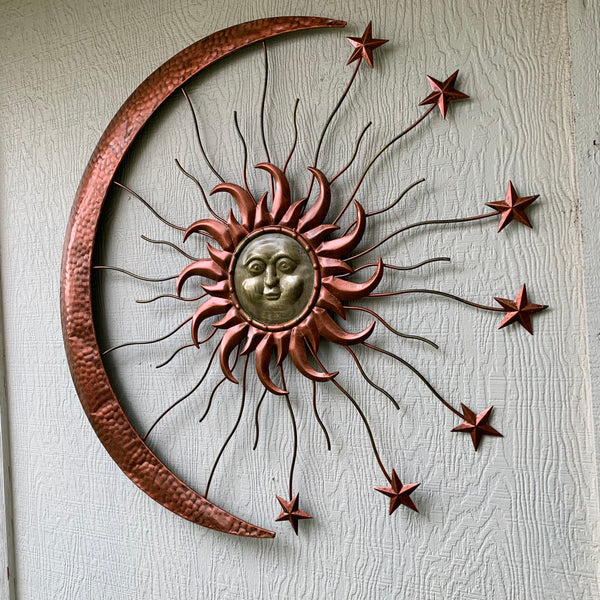 36" SUN MOON STARS METAL WALL WESTERN HOME DECOR NEW