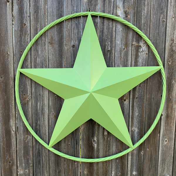 APPLE GREEN BARN STAR METAL LONESTAR TWISTED ROPE RING WESTERN HOME DECOR HANDMADE #EH10836