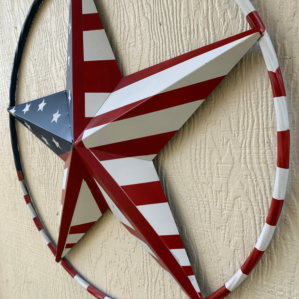 PEACE STAR METAL RED WHT BLUE STAR WESTERN HOME DECOR HANDMADE 12",16",24",32"36",38",40",48"