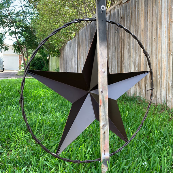 24" BARBWIRE TWISTED RING METAL WALL ART WESTERN HOME DECOR RUSTIC BRONZE COPPER #A10024