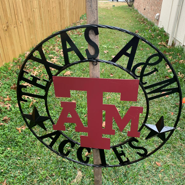 12", 18", 24", 32" TEXAS A&M AGGIES STARS METAL CUSTOM VINTAGE CRAFT WALL ART TEAM SIGN HANDMADE