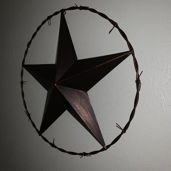 24" BARBWIRE TWISTED RING METAL WALL ART WESTERN HOME DECOR RUSTIC BRONZE COPPER #A10024