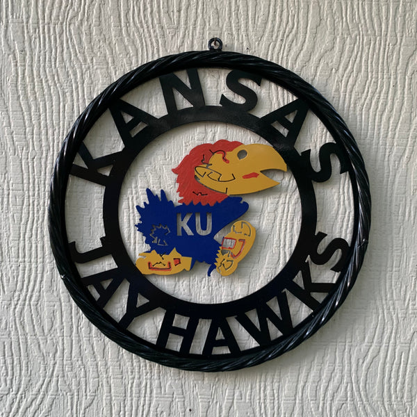 KANSAS JAYHAWKS METAL CUSTOM VINTAGE CRAFT WALL ART TEAM SIGN HANDMADE
