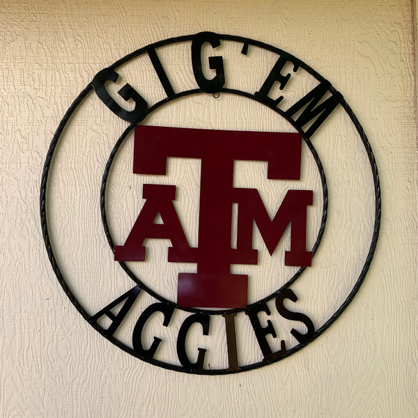 GIGEM AGGIES METAL CUSTOM VINTAGE CRAFT TEAM SIGN HANDMADE