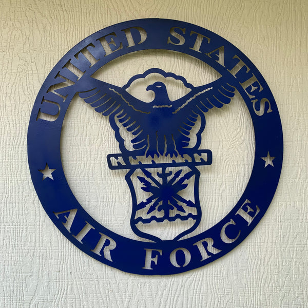 24" US AIR FORCE LASERCUT BLUE MILITARY METAL WALL ART AIRFORCE WESTERN HOME DECOR NEW