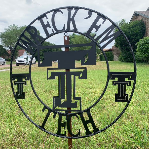 12", 18", 24", 32" WRECKEM TEXAS TECH METAL CUSTOM VINTAGE CRAFT TEAM SIGN HANDMADE