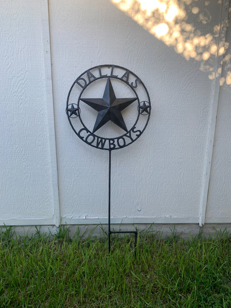 24" STAR & 34" STAKE DALLAS COWBOYS DECOR METAL ART WESTERN HOME WALL DECOR ALL RUSTIC BLACK STAR WITH 34" STAKE