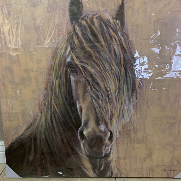 RA0056 36"x36" HORSE IN WIND CANVAS PAINTING PICTURE WESTERN COUNTRY HOME DECOR HANDMADE