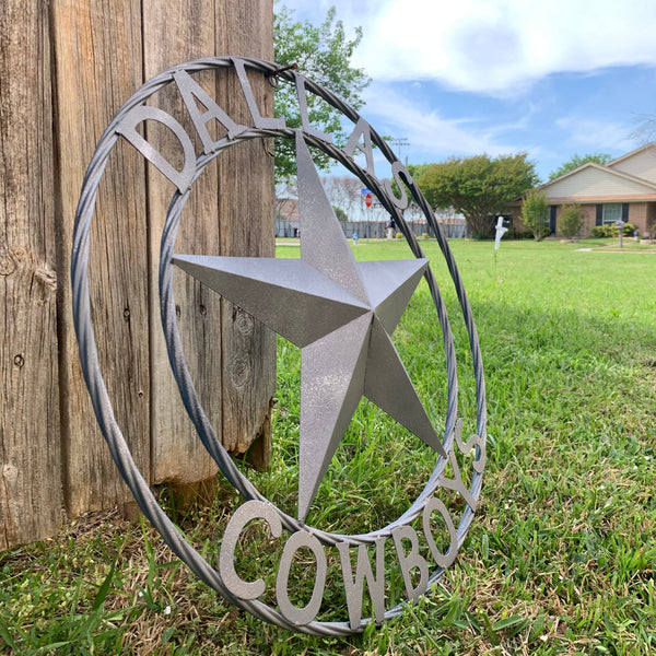 DALLAS COWBOYS RUSTIC GREY BARN LONE STAR CUSTOM METAL VINTAGE STAR WESTERN HOME DECOR