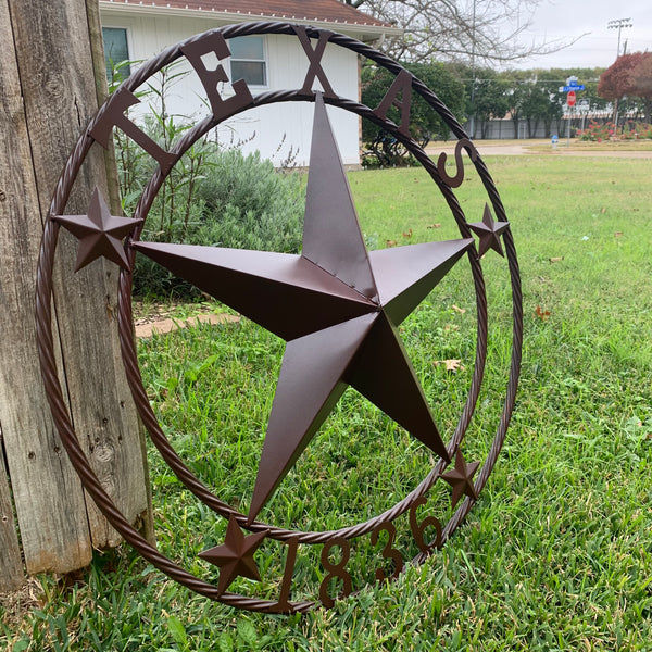 36" TEXAS 1836 BROWN BARN STAR METAL ART WESTERN HOME DECOR VINTAGE RUSTIC CRAFT ART