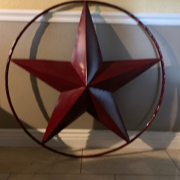 CRANBERRY BURGUNDY STAR RED STAR BARN METAL LONESTAR TWISTED ROPE RING WALL ART WESTERN HOME DECOR BRAND NEW