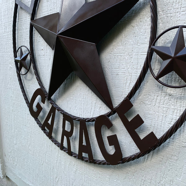 LONESTAR GARAGE STYLE CUSTOM BARN NAME STAR LONESTAR GARAGE METAL NAME BARN STAR WITH TWISTED ROPE RING 3d STAR ART WESTERN HOME DECOR RUSTIC BROWN