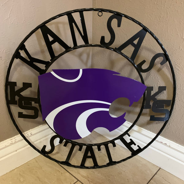 KANSAS STATE METAL CUSTOM VINTAGE CRAFT WALL ART TEAM SIGN HANDMADE