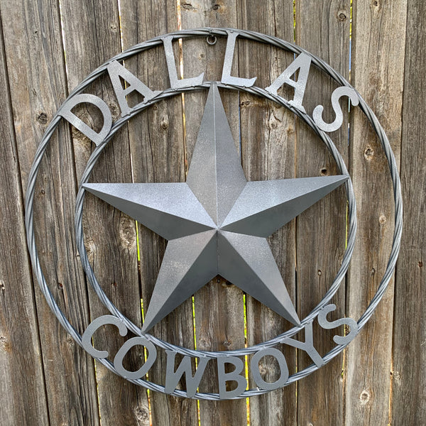 DALLAS COWBOYS RUSTIC GREY BARN LONE STAR CUSTOM METAL VINTAGE STAR WESTERN HOME DECOR