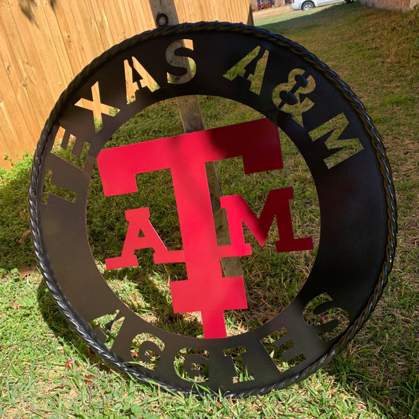 24" TEXAS A&M WIDE BAND RING CUSTOM METAL VINTAGE CRAFT SIGN TEAM HANDMADE