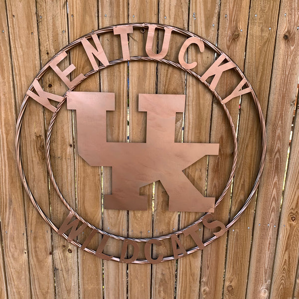 12", 18", 24", 32" KENTUCKY WILDCATS CUSTOM HAMMERED COPPER METAL VINTAGE CRAFT SIGN HANDMADE