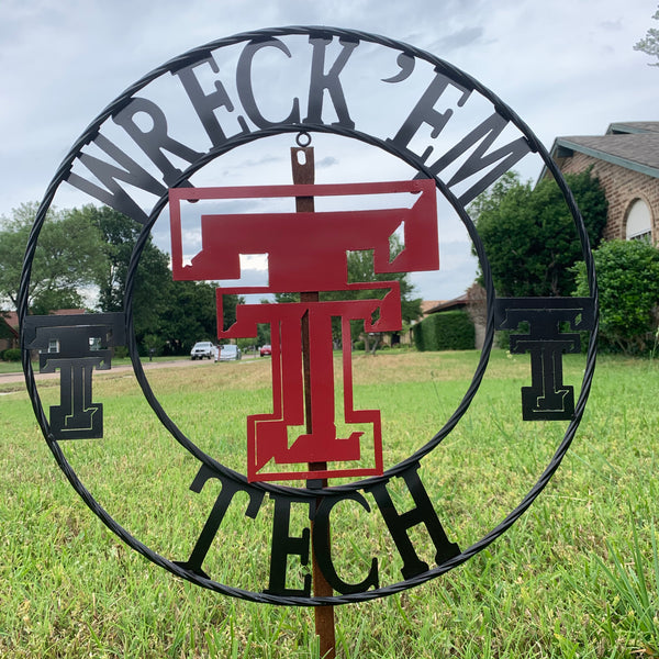 12", 18", 24", 32" WRECKEM TEXAS TECH METAL CUSTOM VINTAGE CRAFT TEAM SIGN HANDMADE