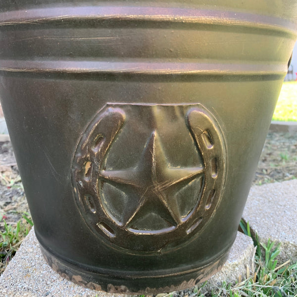 #RA3362 ROUND 12.5" HORSESHOE STAR TUB WESTERN HOME DECOR METAL ART--BRAND NEW