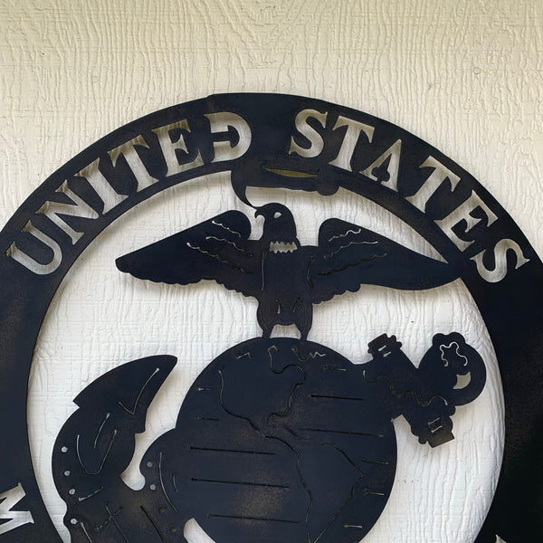 24" USA MARINE CORPS MILITARY LASERCUT BLACK CUSTOM VINTAGE METAL CRAFT WALL ART DECOR WESTERN HOME DECOR HANDMADE