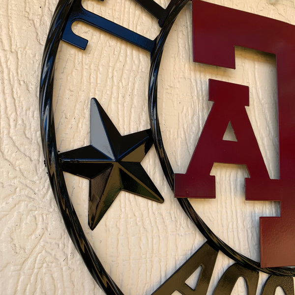 TEXAS A&M WITH STARS CUSTOM METAL VINTAGE CRAFT SIGN WALL ART TEAM SIGN HANDMADE