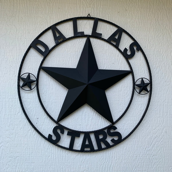 DALLAS STARS RUSTIC BLACK LONE STAR METAL HOCKEY TEAM WESTERN HOME DECOR CRAFT