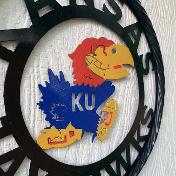 KANSAS JAYHAWKS METAL CUSTOM VINTAGE CRAFT WALL ART TEAM SIGN HANDMADE