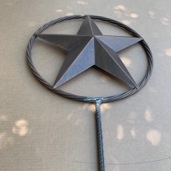 10",12",16",24" STAR STAKE METAL BARN STAR WITH TWISTED ROPE RING WESTERN HOME DECOR BROWN