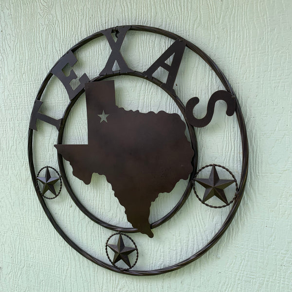 24" State of Texas Map Metal Wall Art Western Home Decor Vintage Rustic Bronze Copper New
