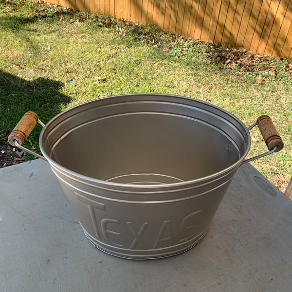 18" TEXAS SILVER OVAL TUB METAL WESTERN HOME DECOR METAL ART NEW #EH10390