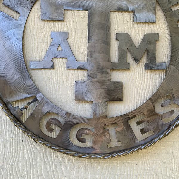 24" TEXAS A&M WIDE BAND RAW METAL CUSTOM VINTAGE CRAFT WALL ART TEAM SIGN HANDMADE