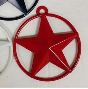 3" BARN STAR SOLID RING METAL ART RED WHITE BLUE-A10025