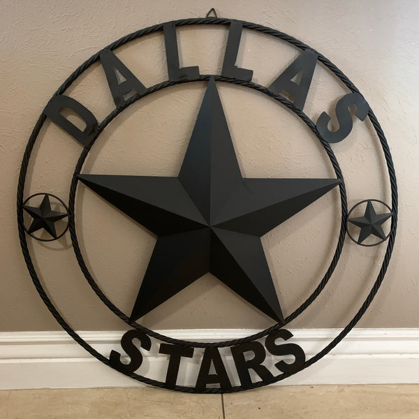 DALLAS STARS RUSTIC BLACK LONE STAR METAL HOCKEY TEAM WESTERN HOME DECOR CRAFT