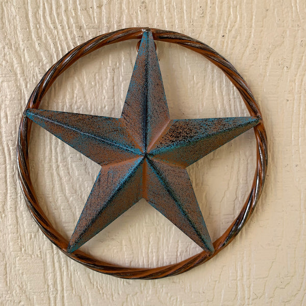 TURQUOISE DISTRESSED BARN METAL STAR WESTERN HOME DECOR ART HANDMADE