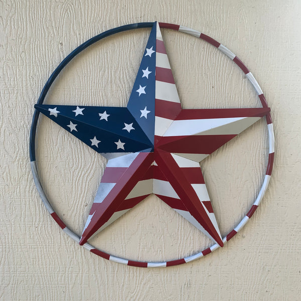 PEACE STAR SIGN METAL RED WHT BLUE STAR WESTERN HOME DECOR HANDMADE 12",16",24",32"36",38",40",48"