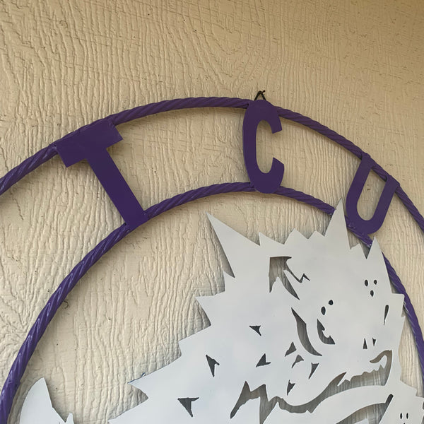 12",18",24",32",36" TCU HORNED FROGS CUSTOM METAL VINTAGE CRAFT TEAM SIGN HANDMADE