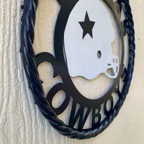 12", 18", 24", 32" DALLAS COWBOYS HELMET SIGN NAVY BLUE & WHITE METAL CUSTOM VINTAGE CRAFT WALL ART TEAM SIGN HANDMADE