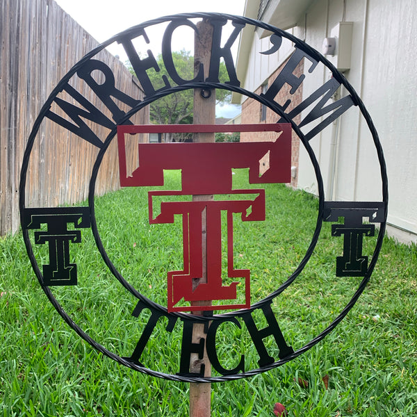 12", 18", 24", 32" WRECKEM TEXAS TECH METAL CUSTOM VINTAGE CRAFT TEAM SIGN HANDMADE