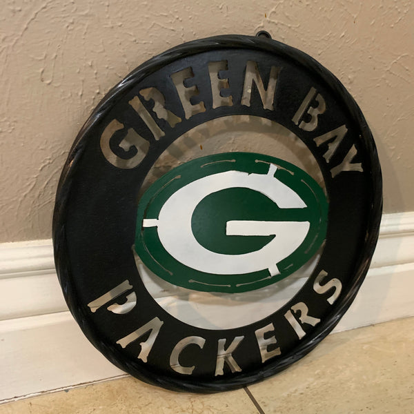 GREEN BAY WIDE BAND DISC METAL CUSTOM VINTAGE CRAFT TEAM SPORTS SIGN HANDMADE